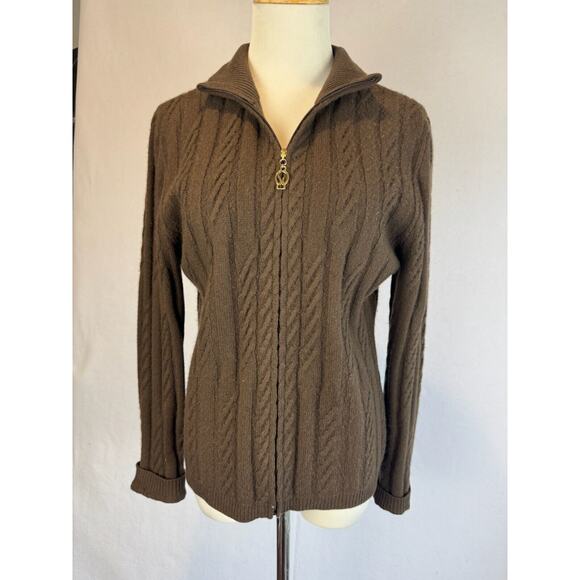 St. John Cashmere Full Zip Knit Cardigan Size S 100% Cashmere Brown - Picture 1 of 7